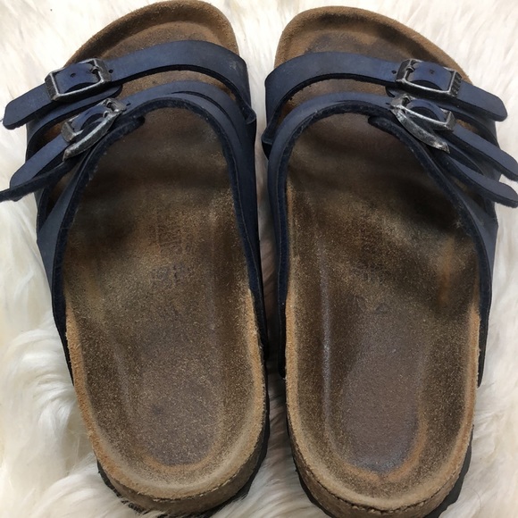 SOLD Navy blue Three Buckle Birkenstock Sandals 38 - Picture 9 of 9